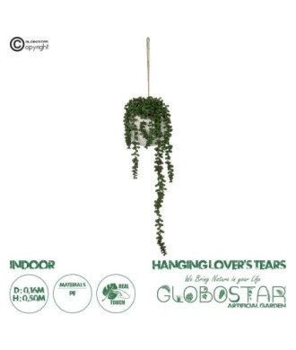 GloboStar® Artificial Garden HANGING LOVER'S TEARS 20628 - Τεχνητό Κρεμαστό Διακοσμητικό Φυτό Lover's Tears Μ16 x Π16 x Y50cm